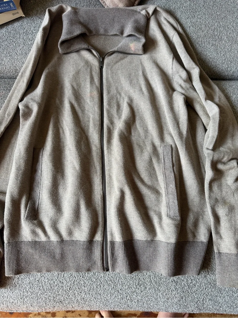 Banana Republic Men's Zip-Up Sweater Jacket in Taupe Brown